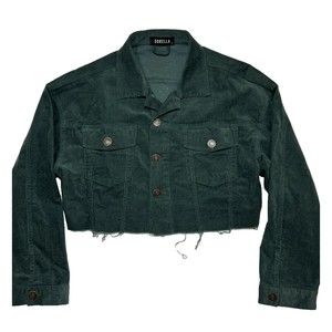 SORELLA Womens Cropped Jacket Corduroy Green Small EXCELLENT CONDITION!